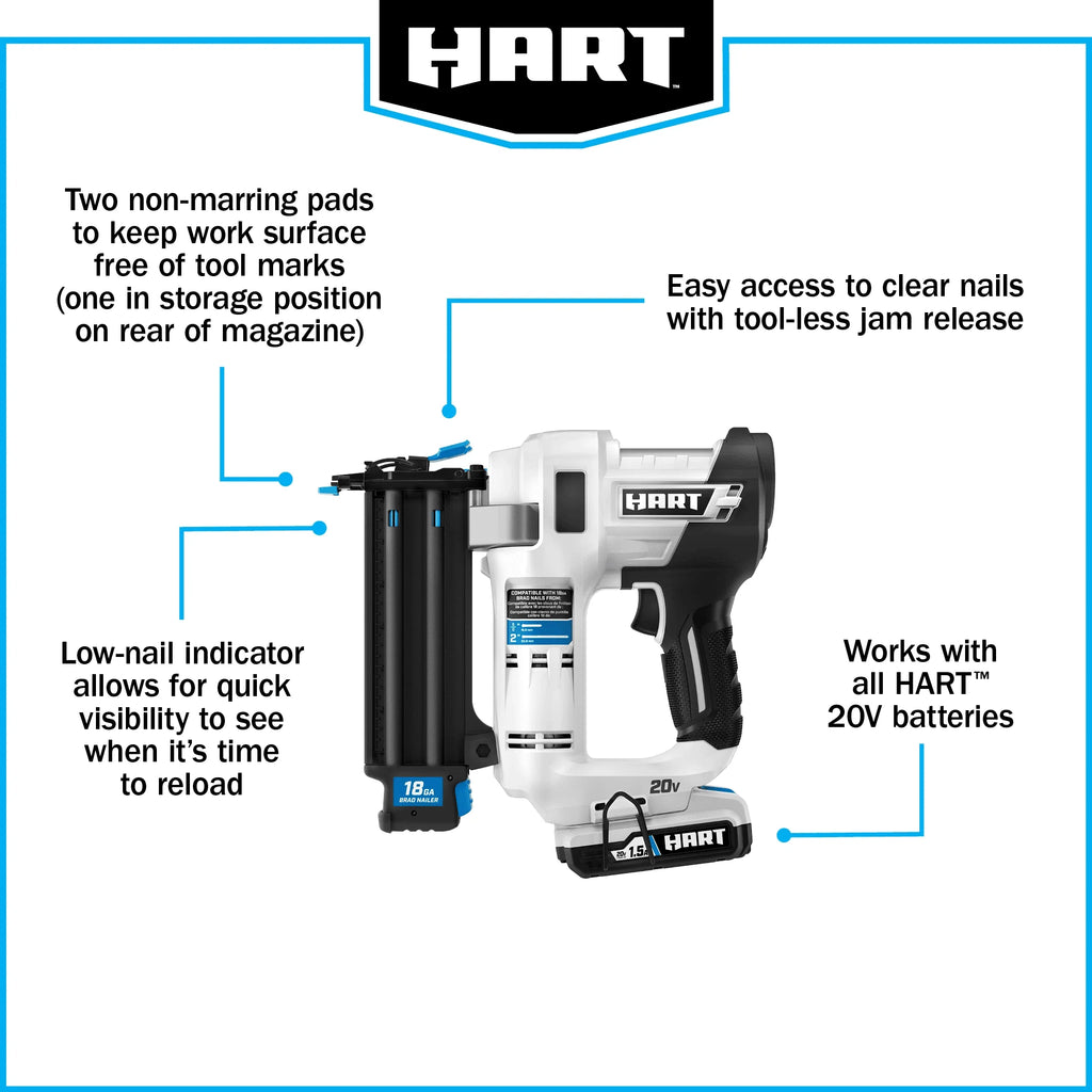 20-Volt 18-Gauge Battery-Powered Brad Nailer Kit U8358