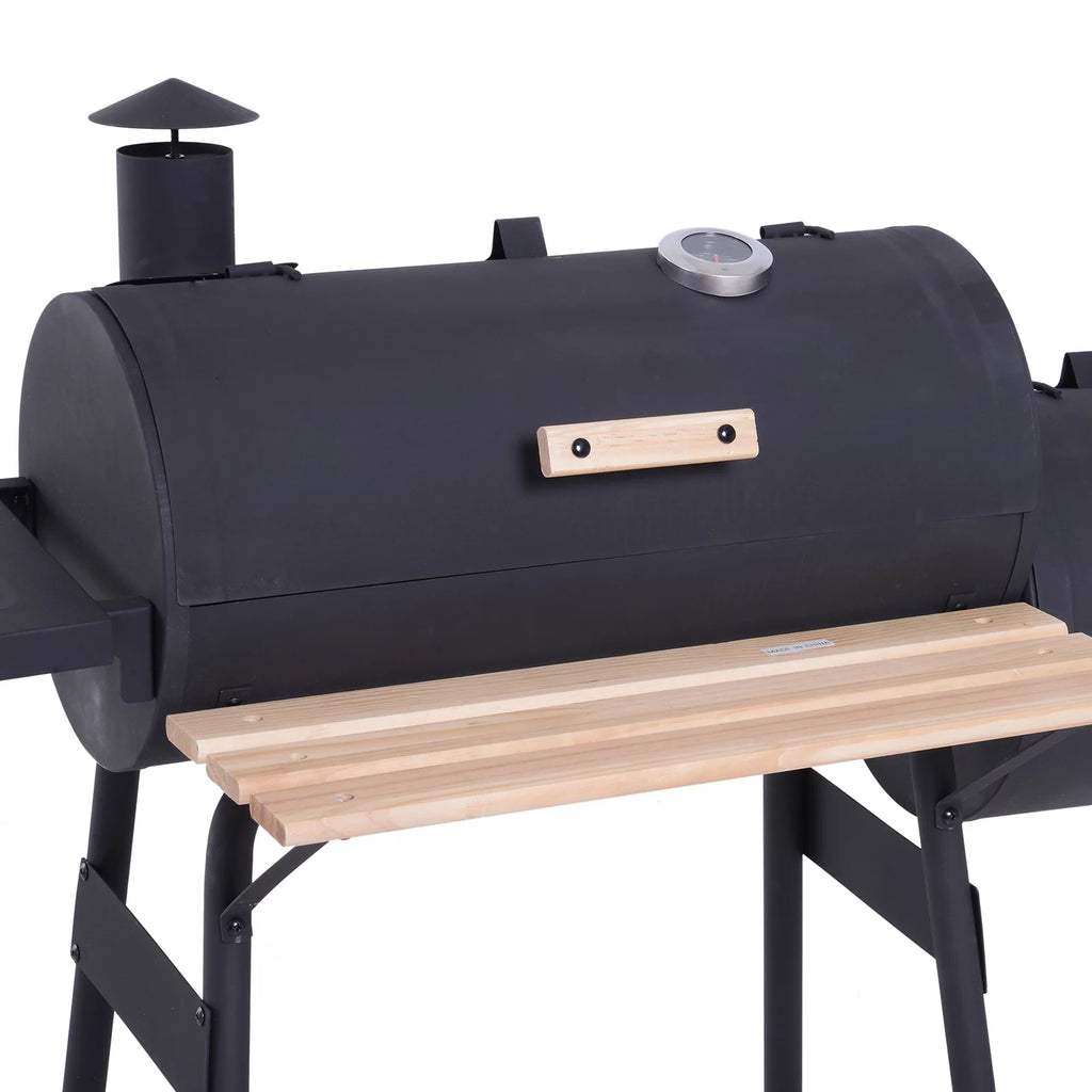 48" Steel Portable Charcoal BBQ Grill and Offset Smoker Combo with Wheels M237