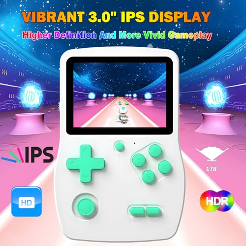 Blue Handheld Games with 3.0" IPS Screen and Rechargeable Battery M493
