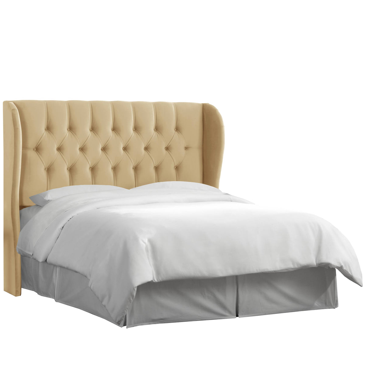 Tufted Wingback Panel Headboard in Beige King W2904