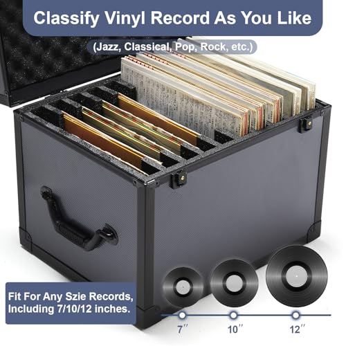 Vinyl Record Storage Case Box Holds 100 Records with Lid & 3 Handles R794217