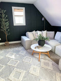 Grey Beige Cream Polyester Area Rug 5'3" x 7'3" I276611