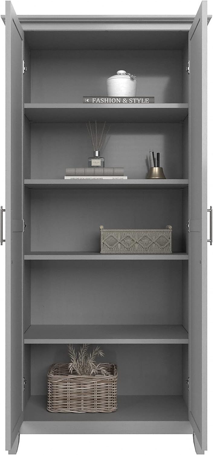 Tall Storage Cabinet with Doors, Cape Cod Gray C62663