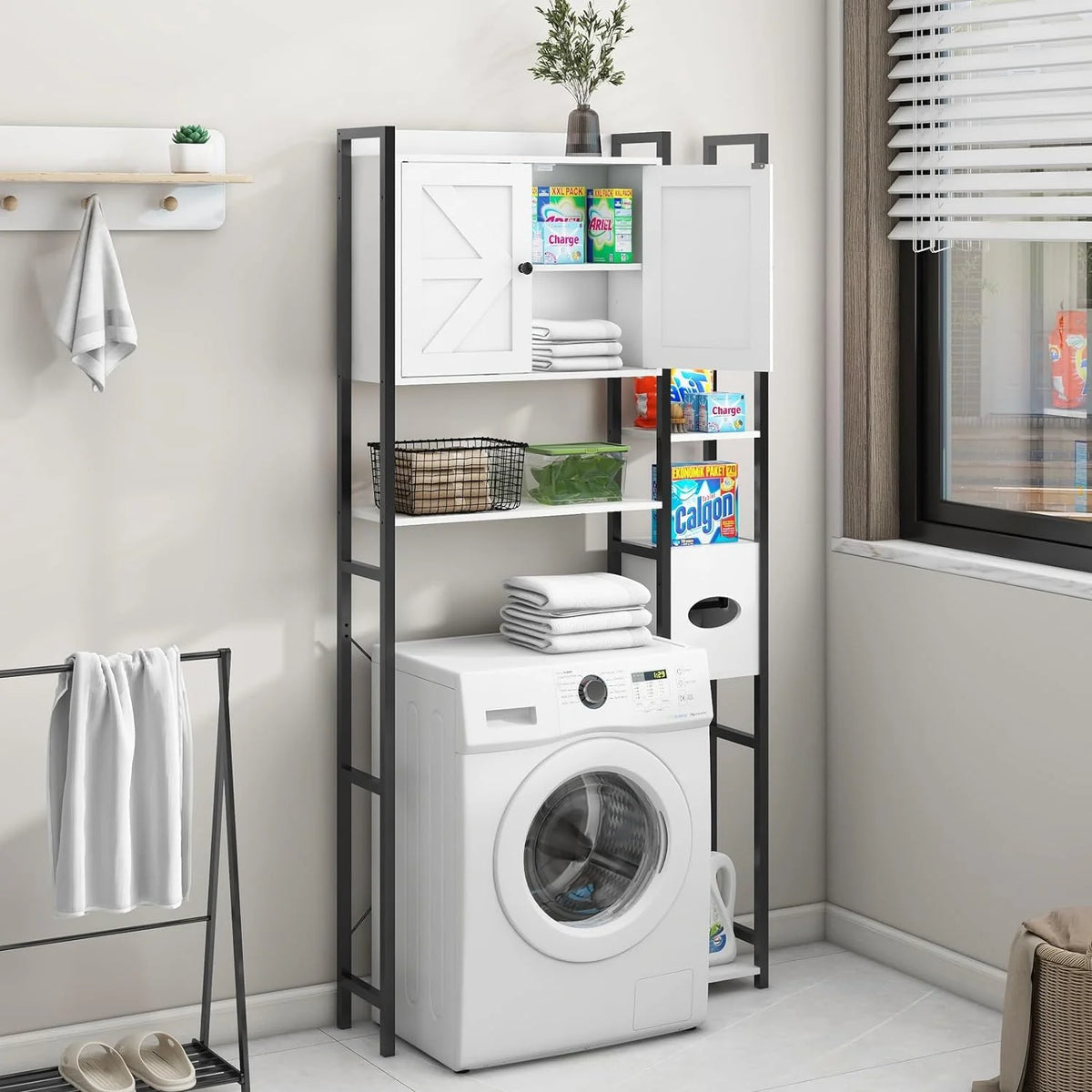 White Over The Toilet Storage Cabinet with 2 Doors O622105