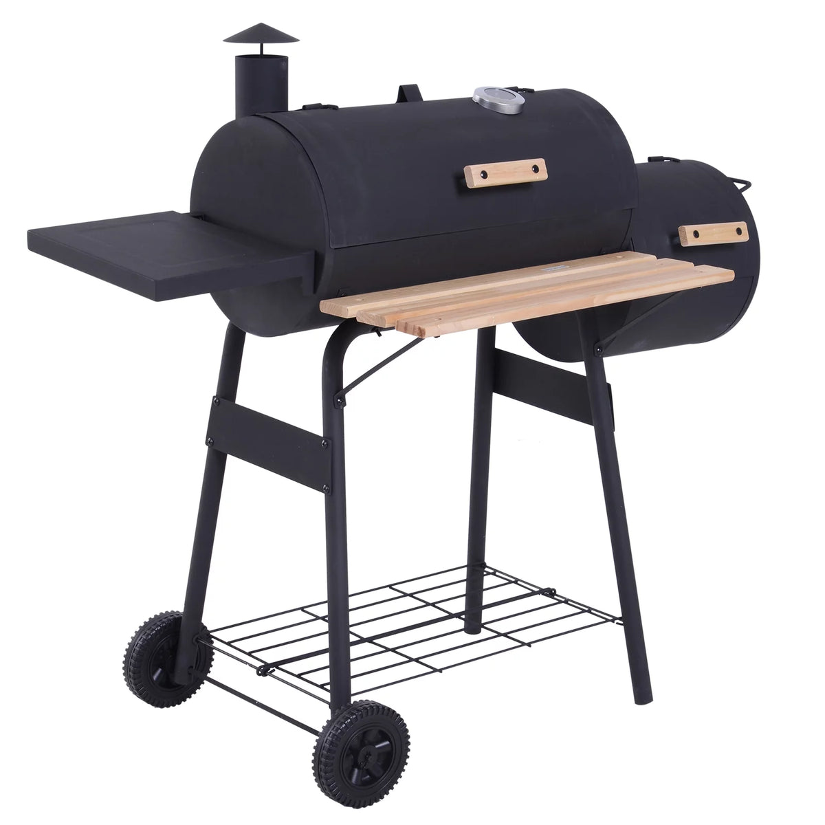 48" Steel Portable Charcoal BBQ Grill and Offset Smoker Combo with Wheels M237