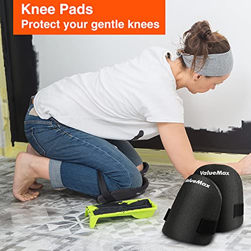 Laminate Wood Flooring Installation Kit with Tapping Block, Pull Bar, Mallet, Kneepads, 30-Piece Spacers T943442