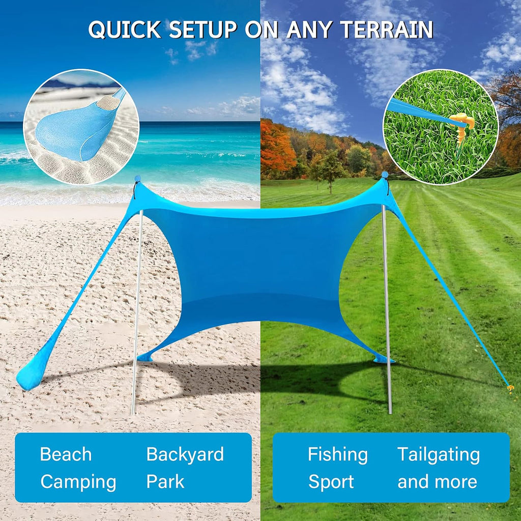 7×7 FT UPF50+ Pop Up Beach Tent Sun Shelter M5725