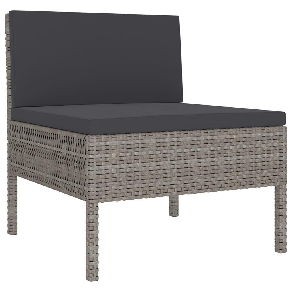 6 Piece Gray Poly Rattan Outdoor Sectional Sofa Set with Coffee Table C6280