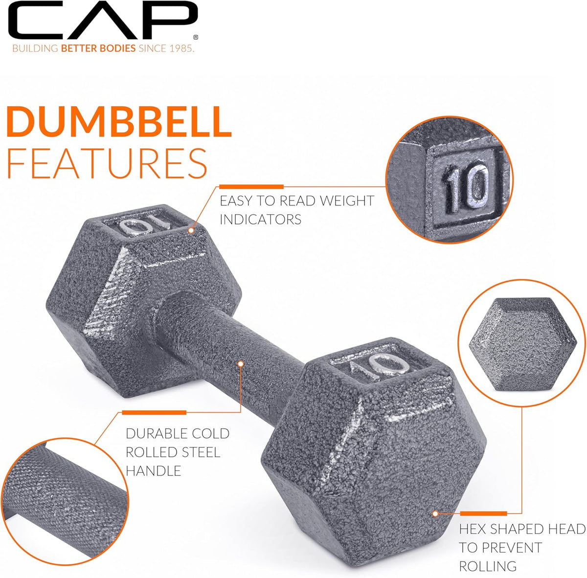 45 lb Cast Iron Hex Dumbbell O95865