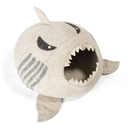 Grey Wool Cat Cave Bed U450871