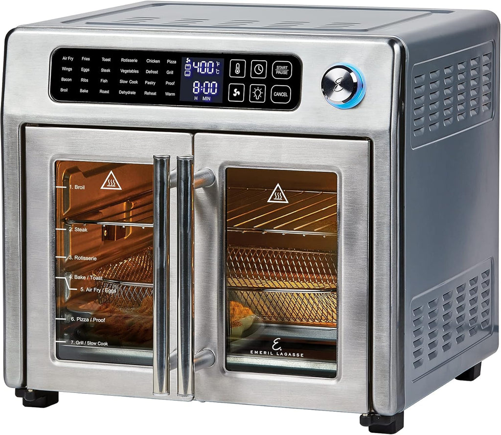 26 QT Extra Large Air Fryer Convection Toaster Oven with French Doors Stainless Steel V6371
