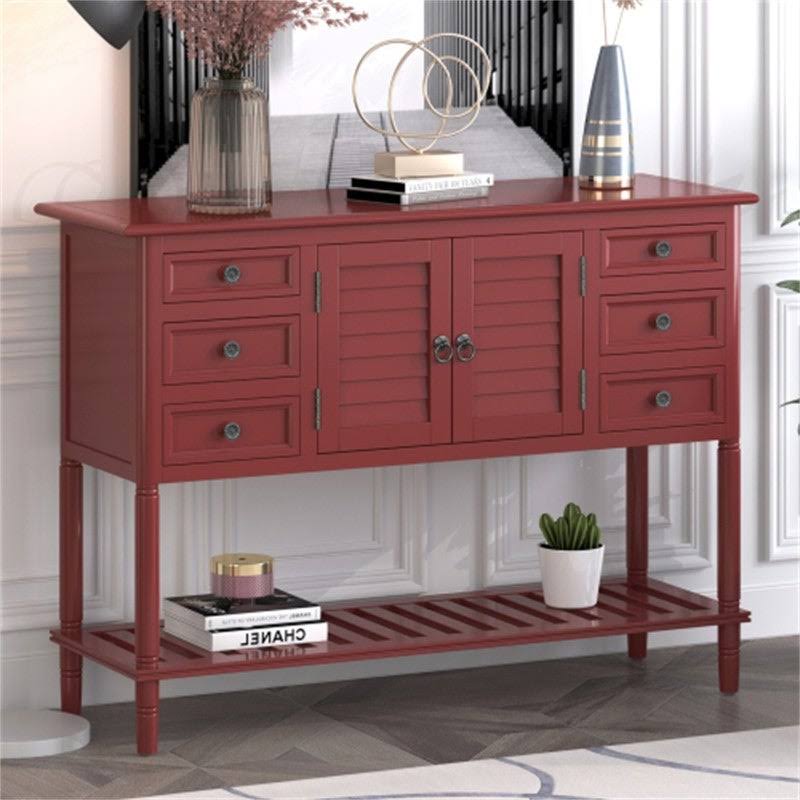 Clear Console Table with 6 Drawers and 1 Shelf H64497