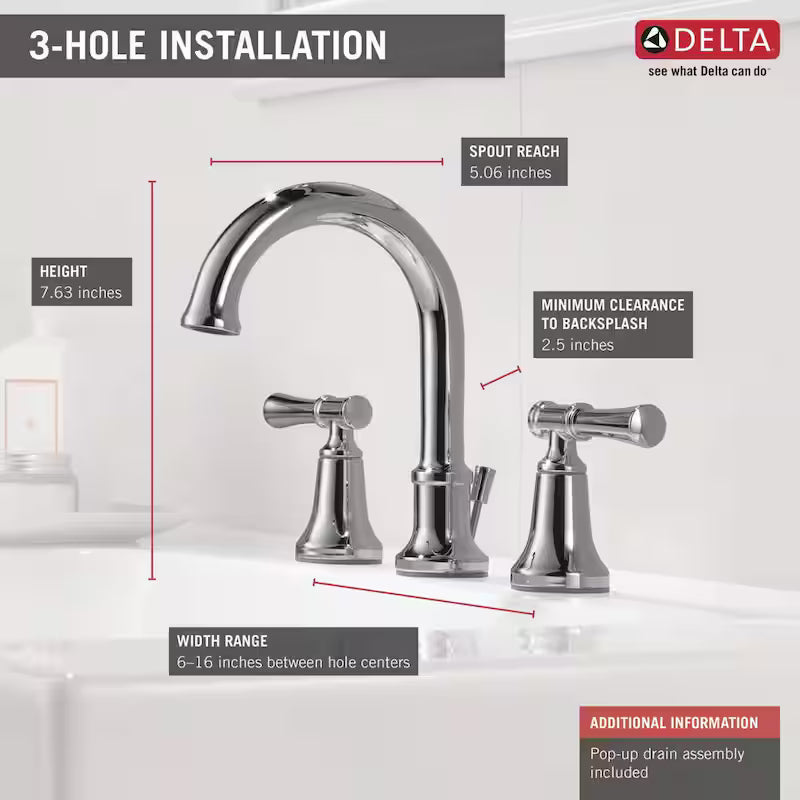 2-Handle Widespread Bathroom Faucet in Chrome A820182