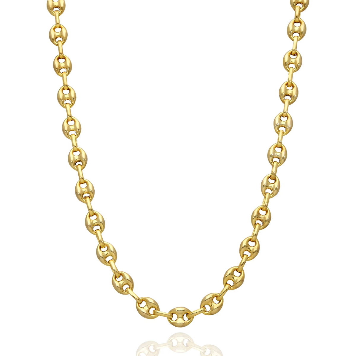 18K Yellow Gold Over Silver 7mm Puffed Anchor Chain 16"-24" J48476