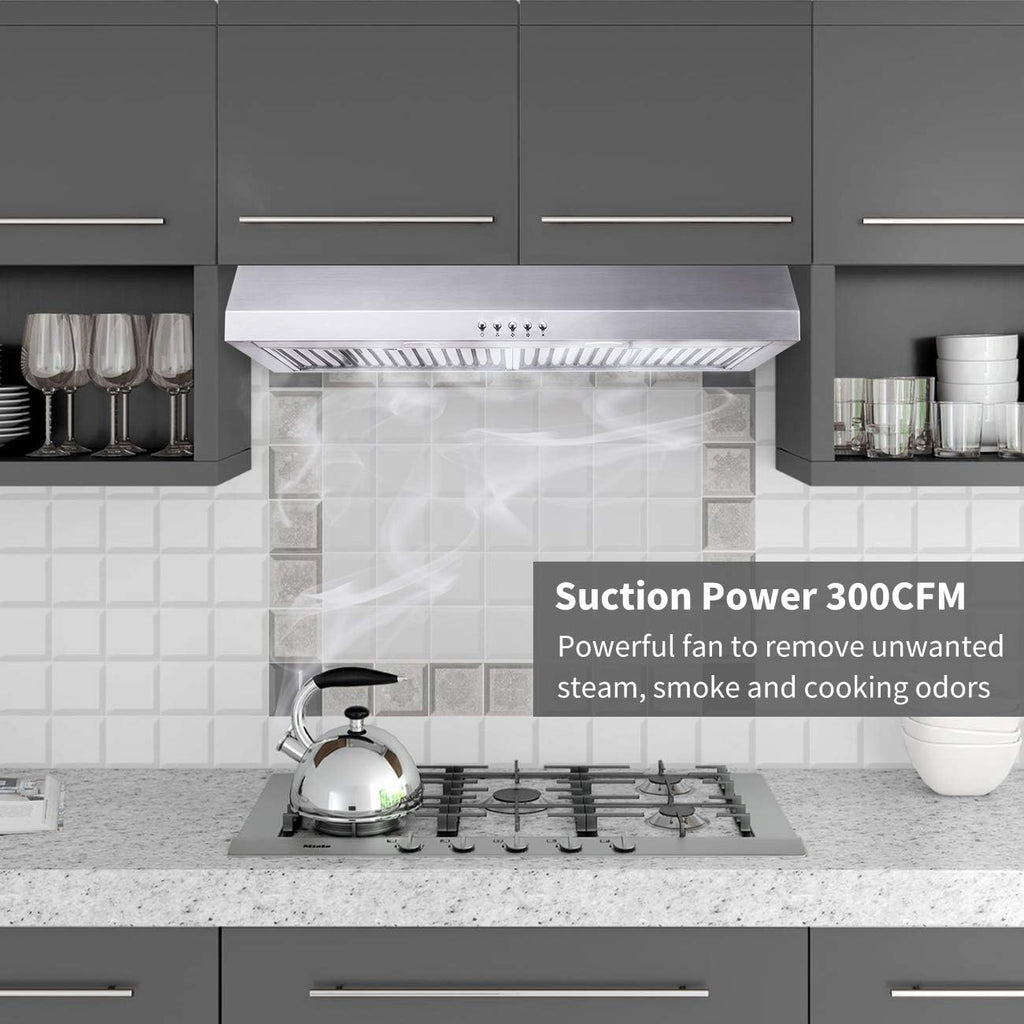 30 inch Stainless Steel Under Cabinet Range Hood with LED Lighting R697