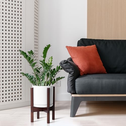 White Ceramic Planter with Stand U816147