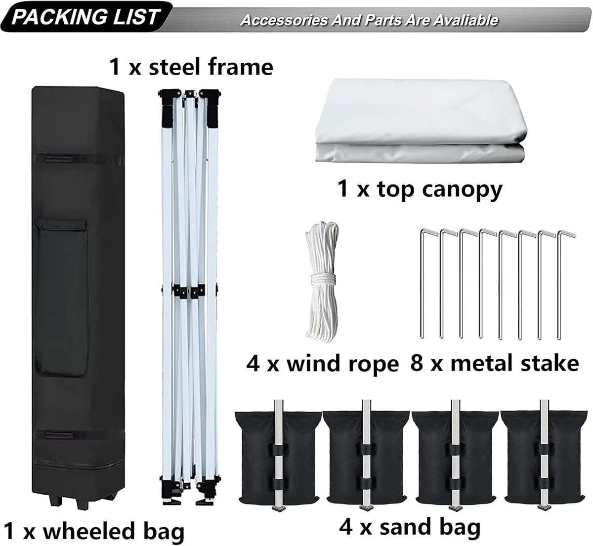White Pop up Canopy Tent with Wheeled Bag N598495