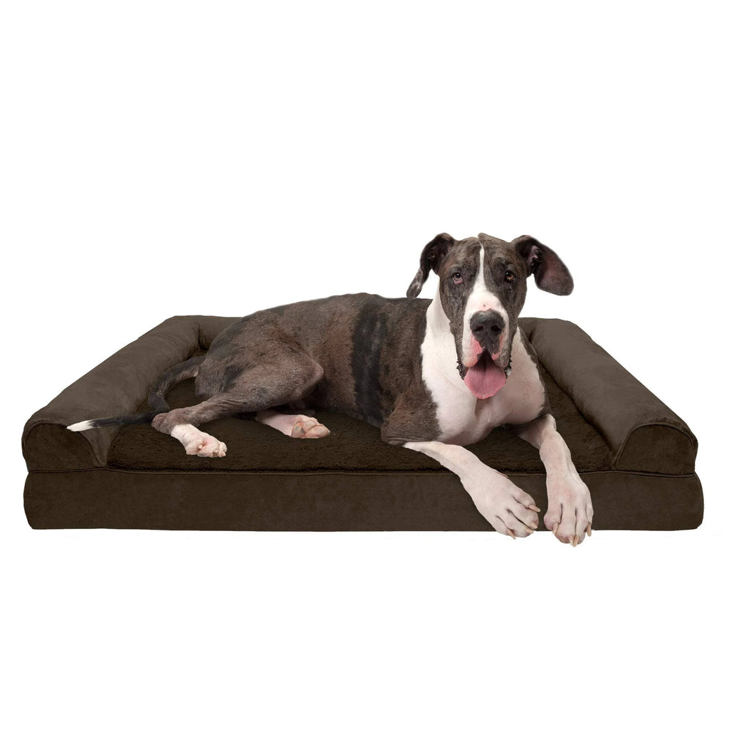 Espresso Plush Suede Memory Foam Sofa Dog Bed D252884