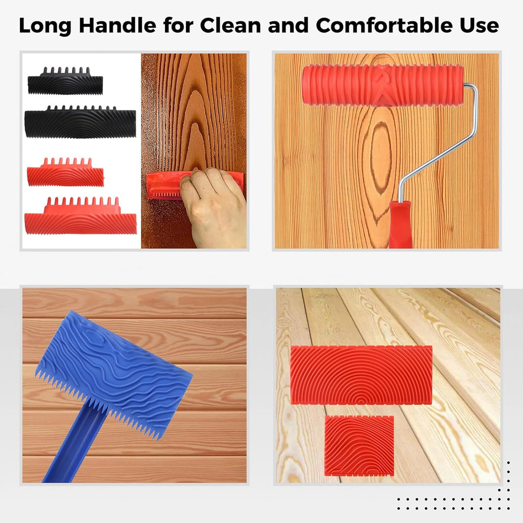 8PCS Wood Grain Painting Tool Set with Handle Y706