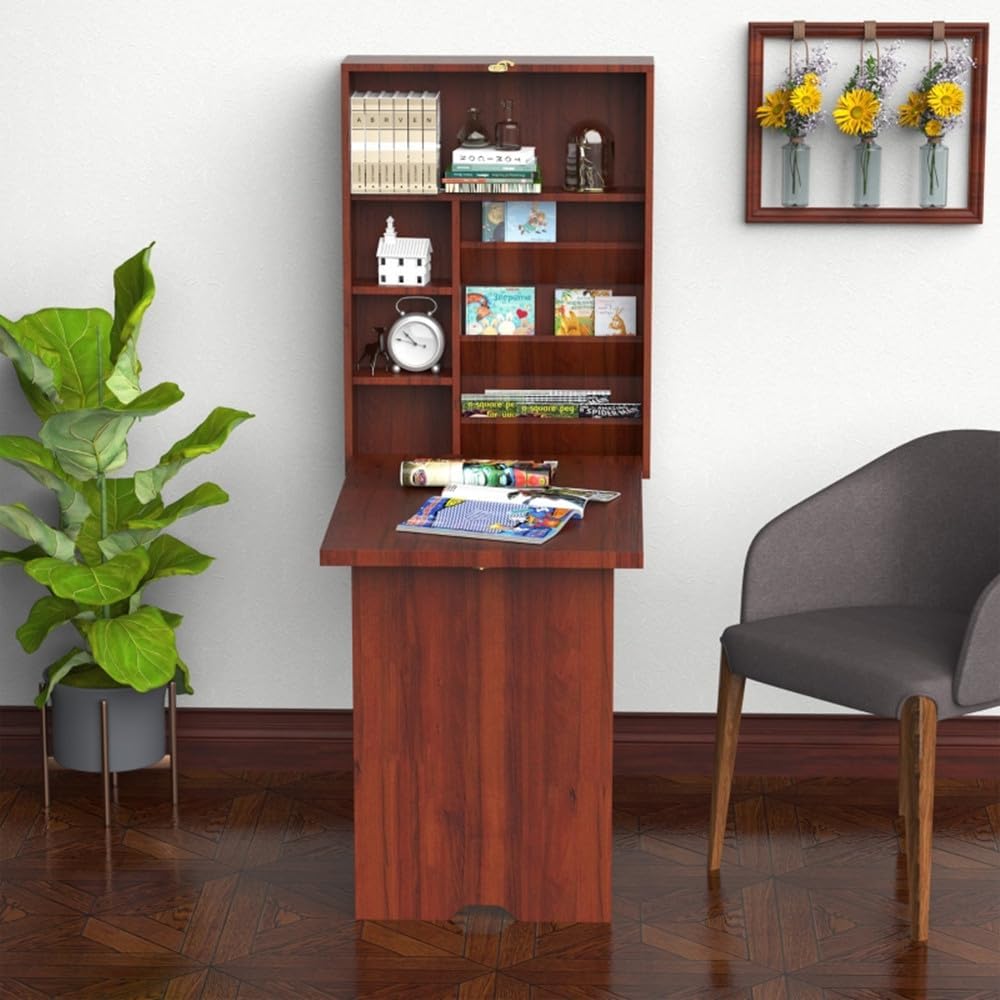 Mahogany Wall Mounted Desk with Storage Area B10932