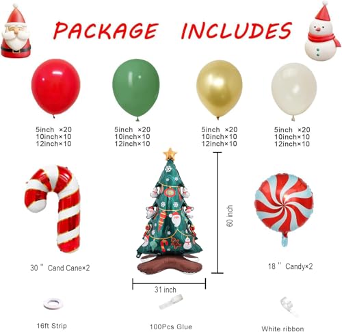 Christmas Balloon Garland Arch Kit 168PCS Red Sage Green Gold White C700