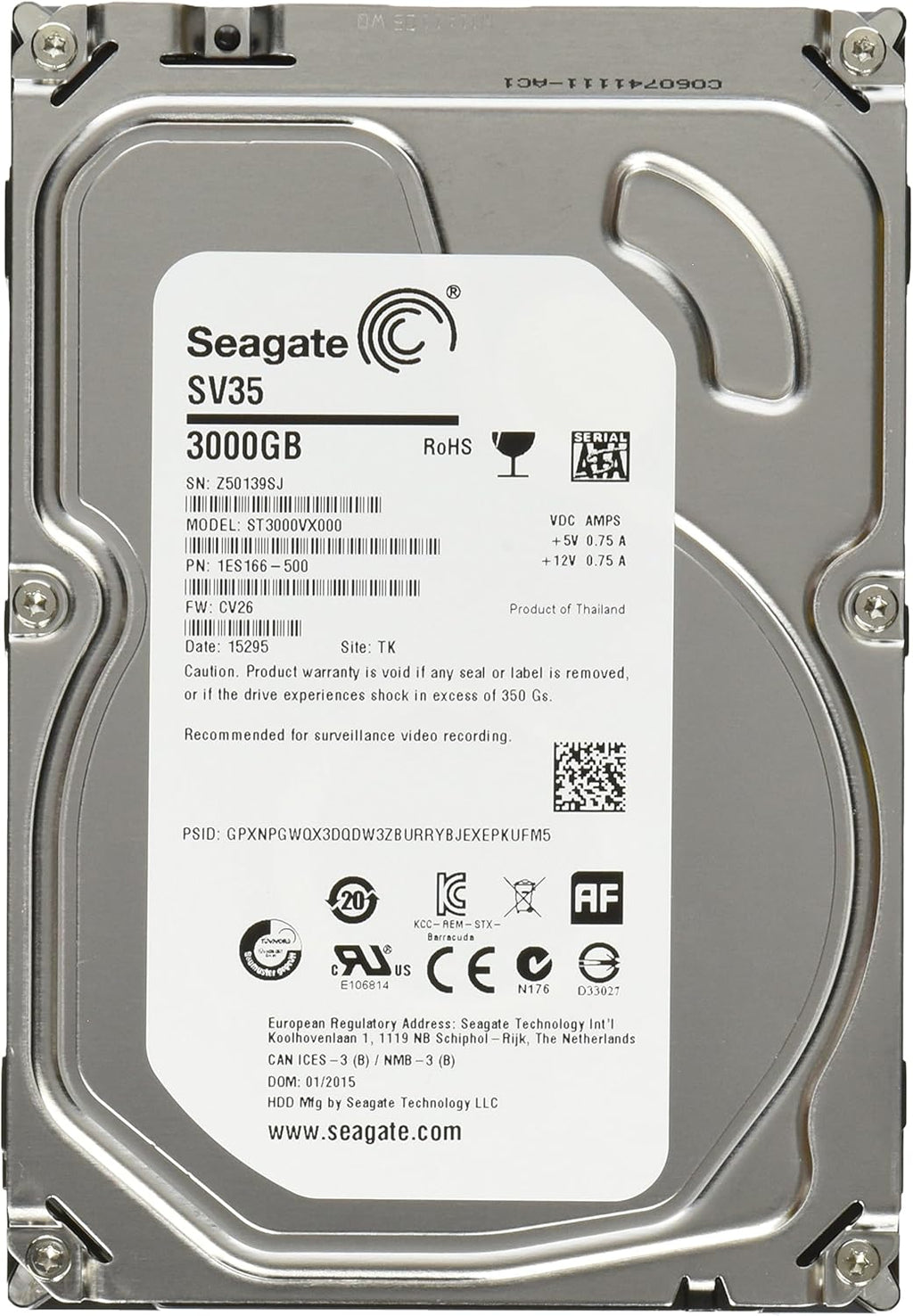 3TB 7200RPM SATA 64MB Cache 3.5-Inch Internal Drive K436402