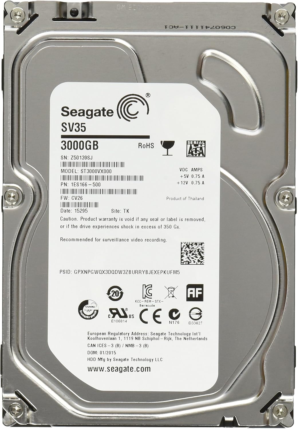 3TB 7200RPM SATA 64MB Cache 3.5-Inch Internal Drive K436402
