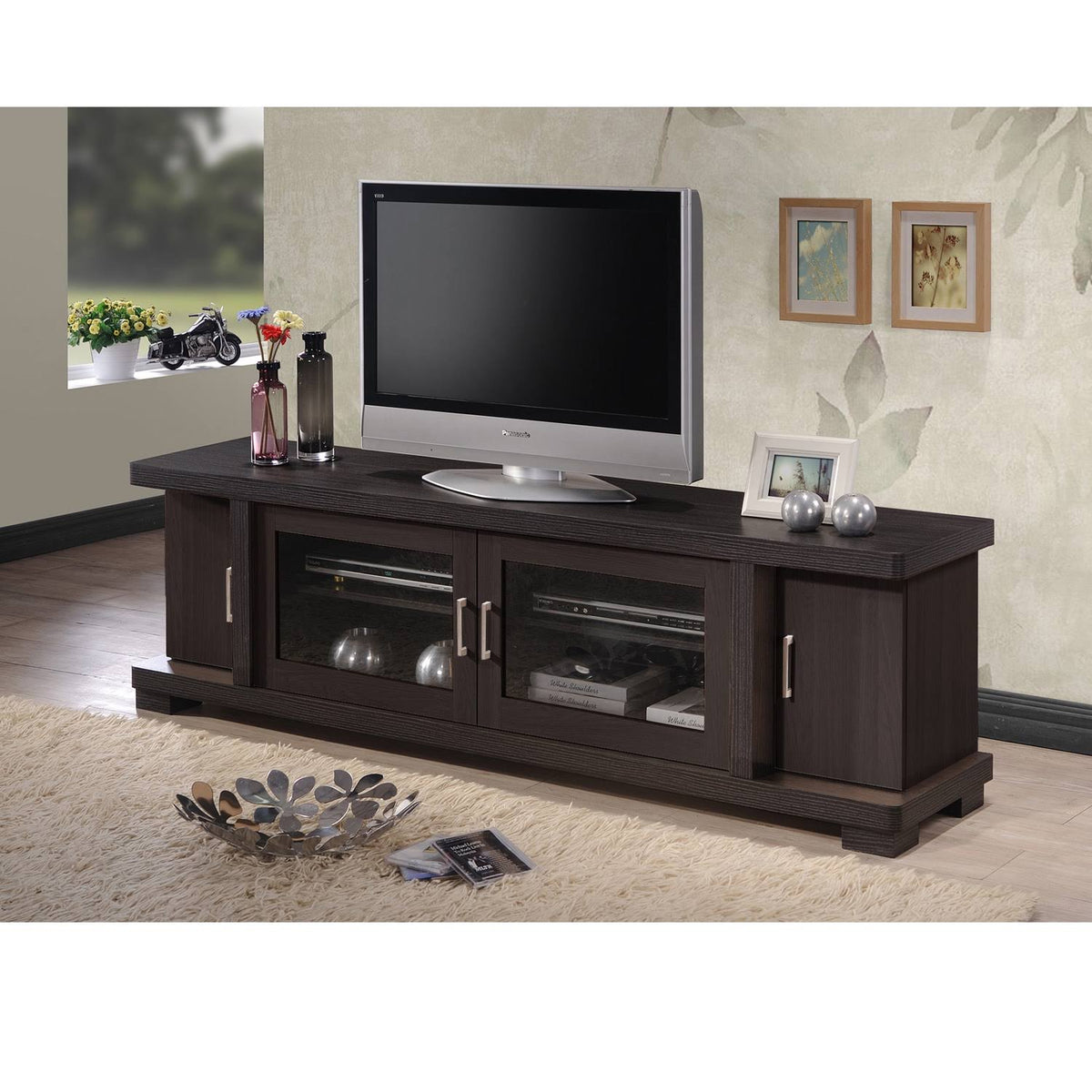 70-Inch Dark Brown Wood TV Cabinet X8711