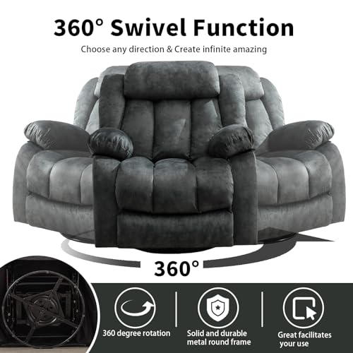 Grey Fabric Manual Swivel Rocker Recliner Chair I213