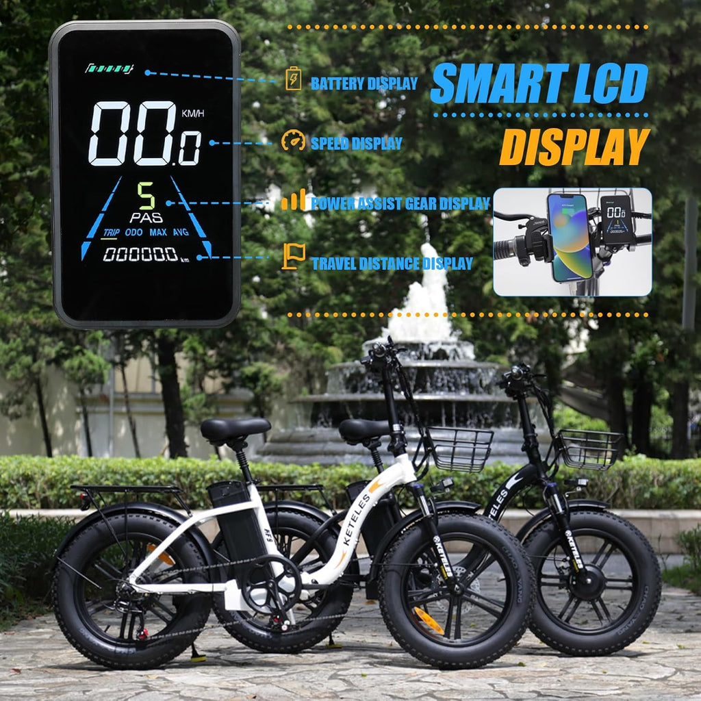 2000W Folding Electric Bike with 48V 23AH Removable Battery 20''x 4.0 Fat Tire Q8983