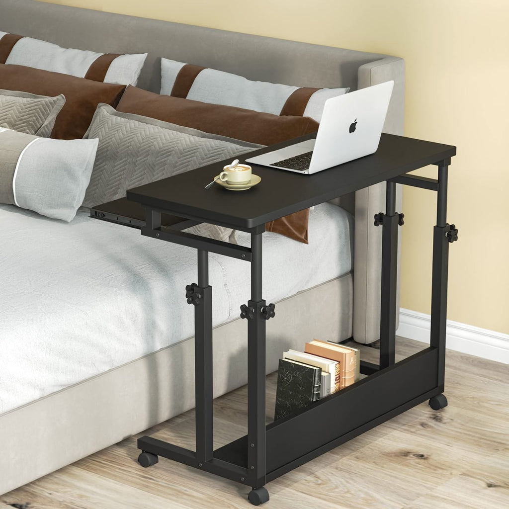 Black Height Adjustable Rolling Laptop Cart with Keyboard Tray H57671