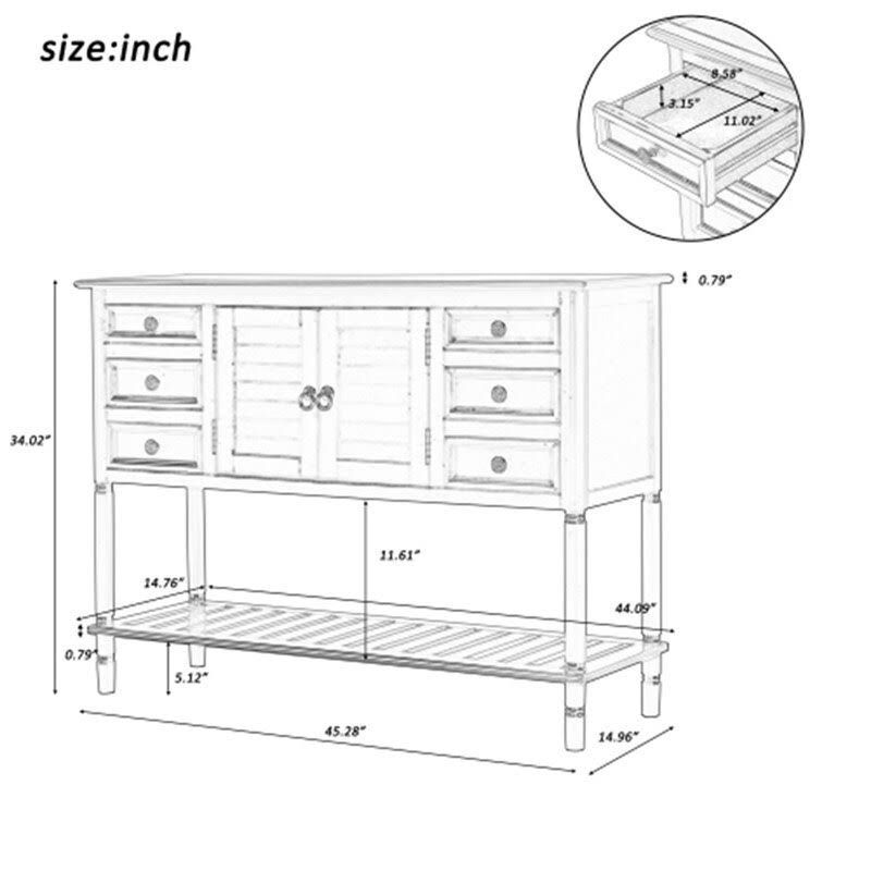 Clear Console Table with 6 Drawers and 1 Shelf H64497
