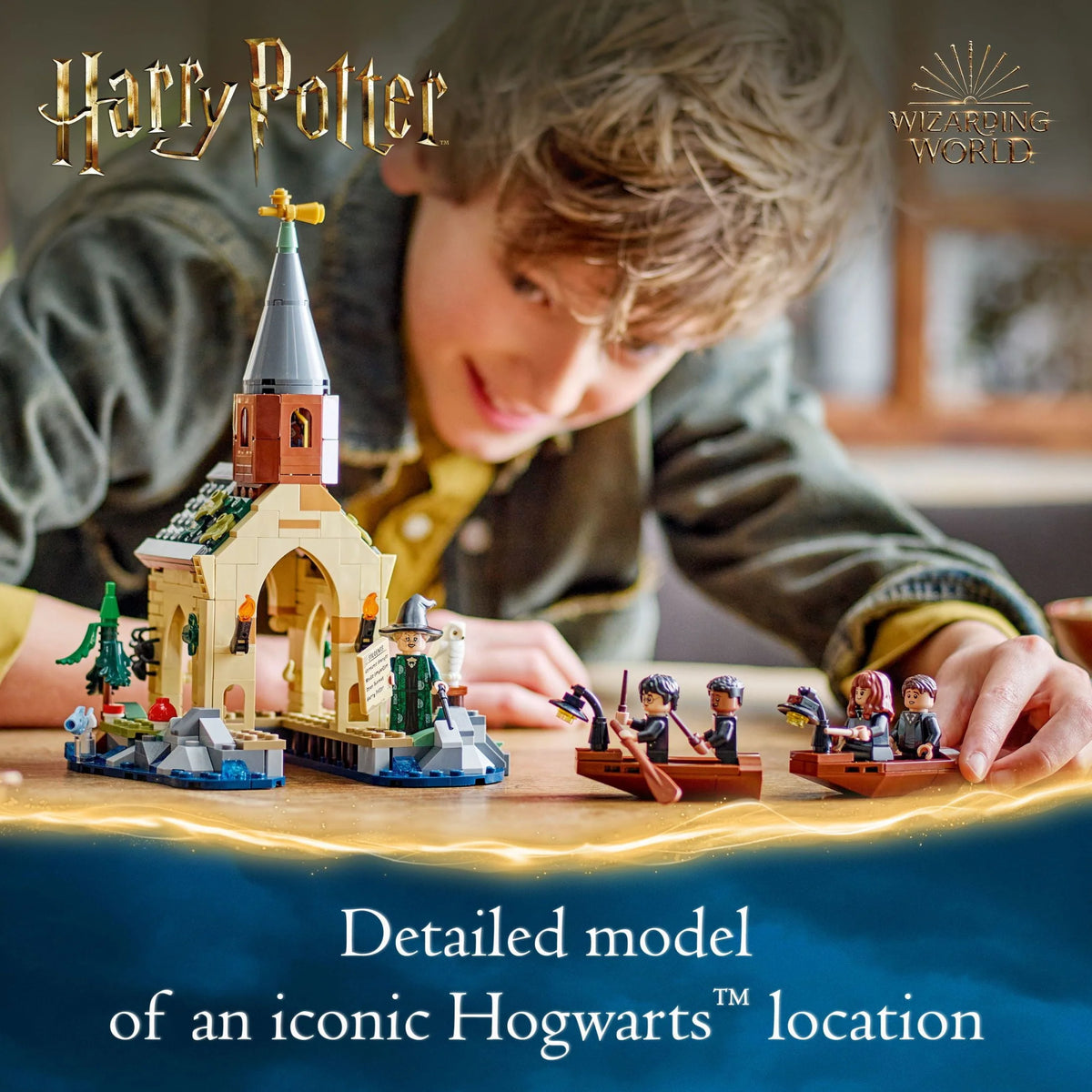 Harry Potter Hogwarts Castle Boathouse Toy with 2 Buildable Boats and 5 Minifigures O675880