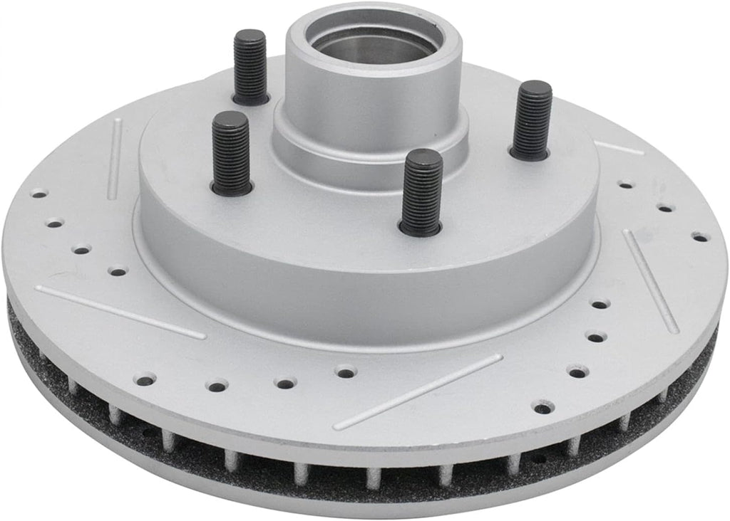Metallic Brake Pad & Drilled Slotted Coated Rotors T393