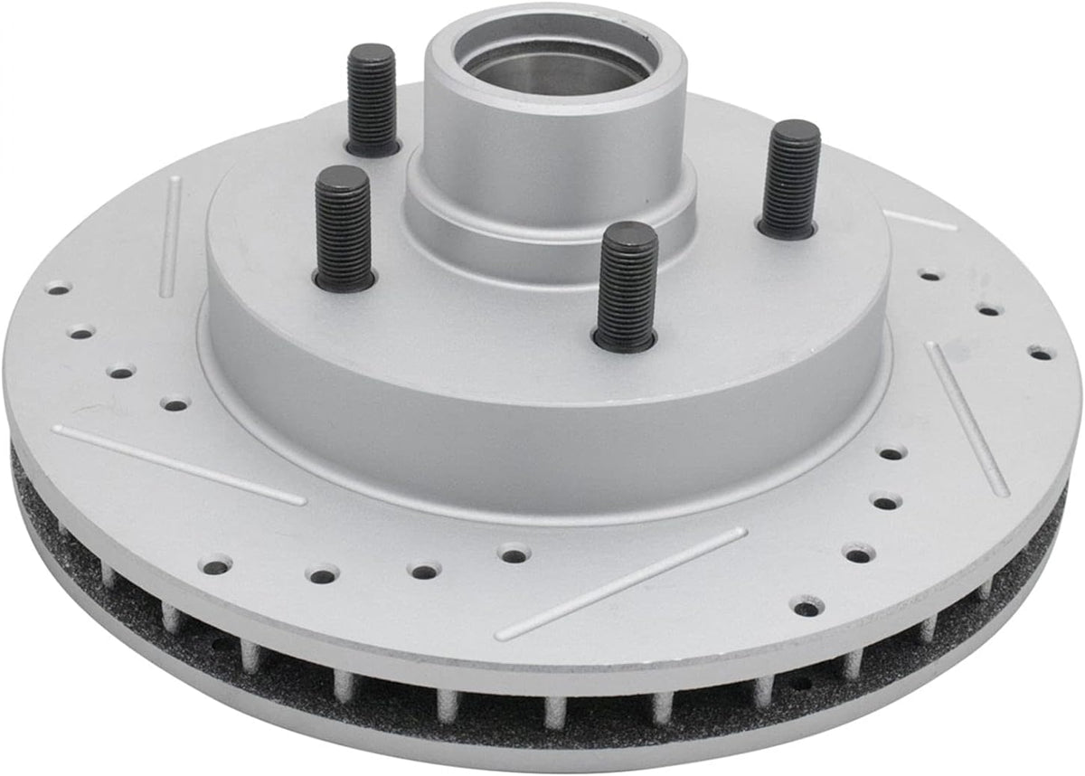 Metallic Brake Pad & Drilled Slotted Coated Rotors T393