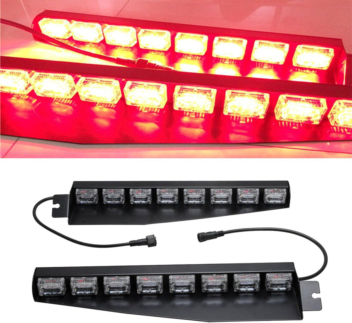48 LED 12V 48W Strobe Light Bar with Suction Cups (Green/White) Y926