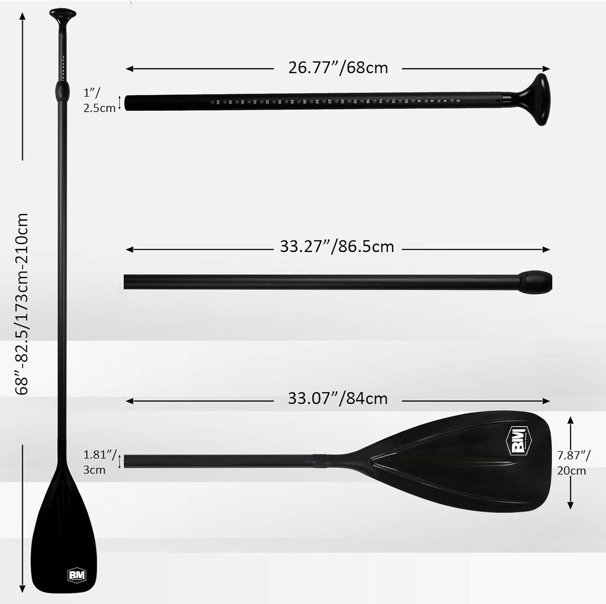 Carbon 3-PCS Adjustable SUP Paddle O9150