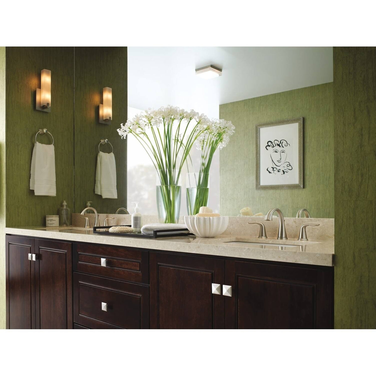 Stainless Two Handle Widespread Bathroom Faucet B931