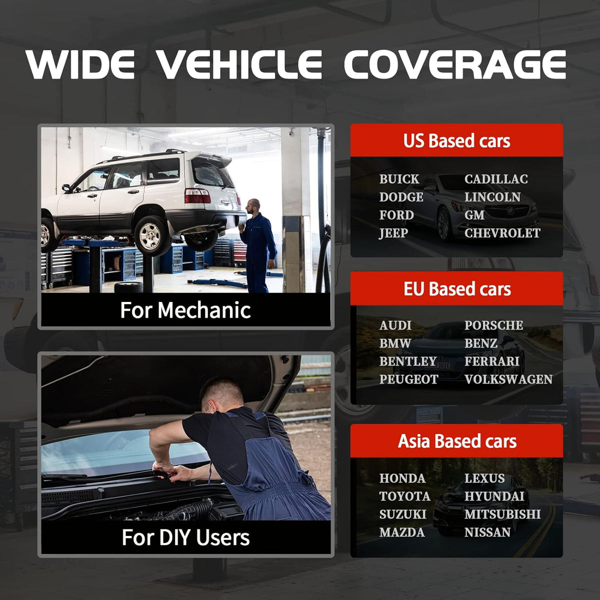 OBD2 Scanner Car Code Reader with 16 Reset Functions I902088
