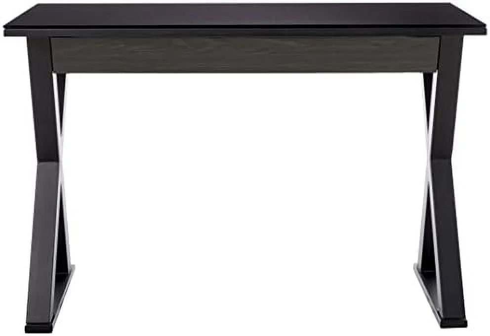 Black 48 Inch Glass Top Computer Desk J305