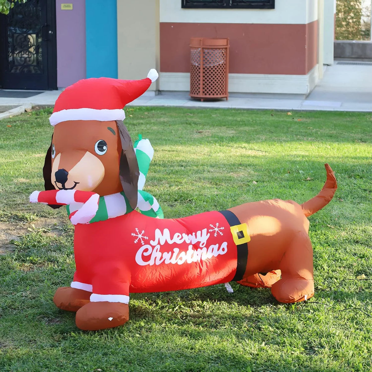 5.3 FT Christmas Inflatables Dachshund Dog with LED Lights G1370