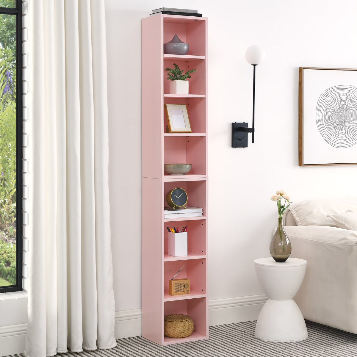 8-Tier Media Tower Rack with Adjustable Shelves O479457