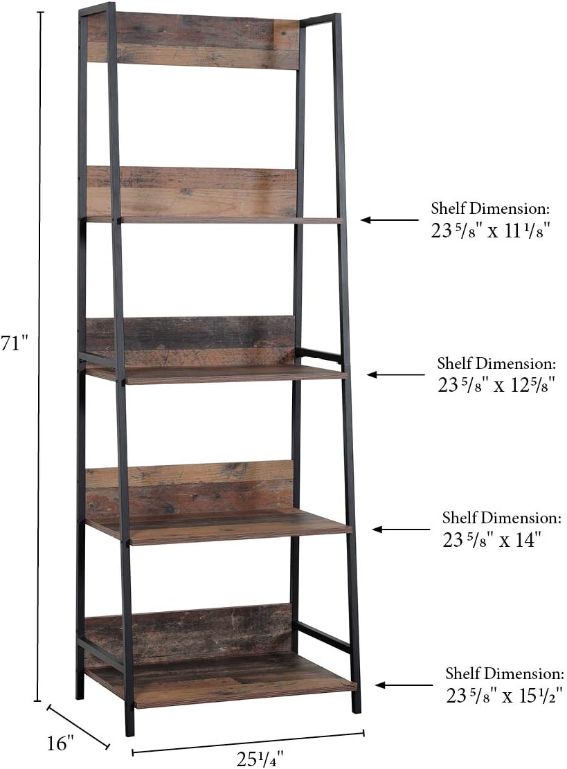 Rustic Planked Knotty Pine Ladder Bookcase X567