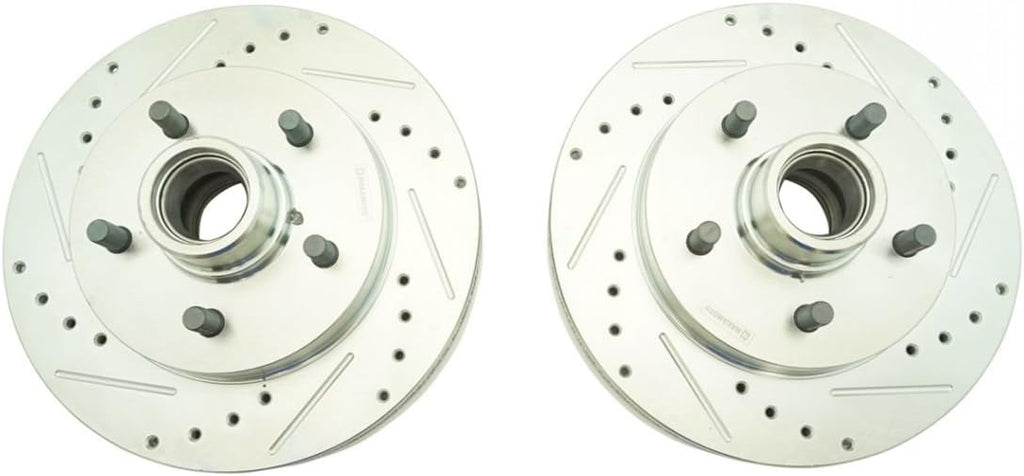 Metallic Brake Pad & Drilled Slotted Coated Rotors T393