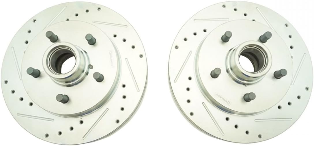 Metallic Brake Pad & Drilled Slotted Coated Rotors T393