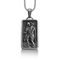 Silver St Christopher and Jesus Pendant Necklace Q327651