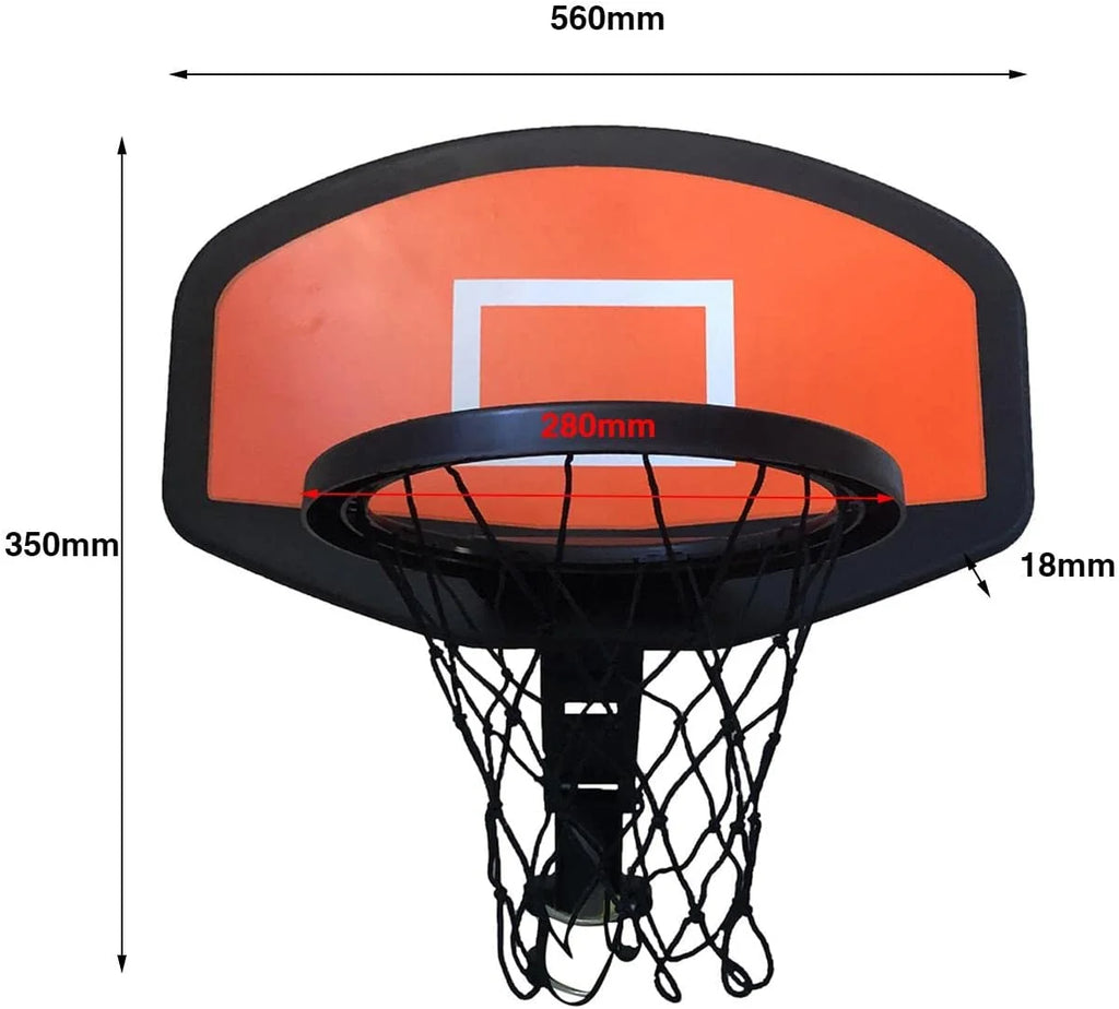 Basketball Hoop for Trampoline Backboard Toy Outdoor Sports Frame Attachment for Curved Pole F2362