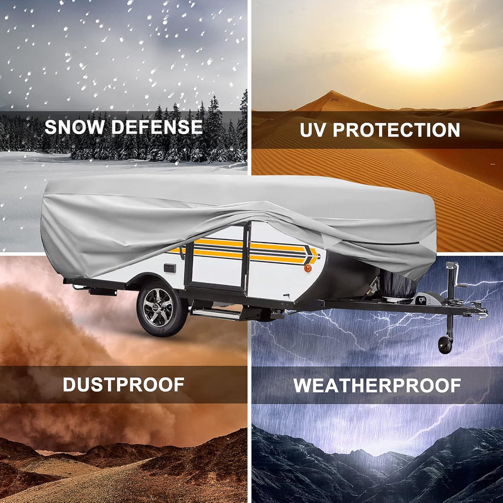 Silver 500D Popup RV Cover for 12 13 14ft Trailers, 87" W 42" H K4945