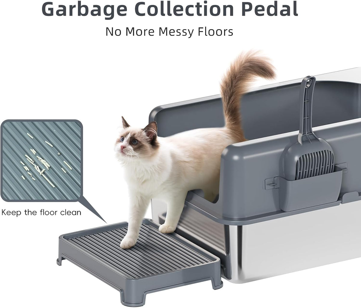 Extra Large Stainless Steel Cat Litter Box with Lid J379