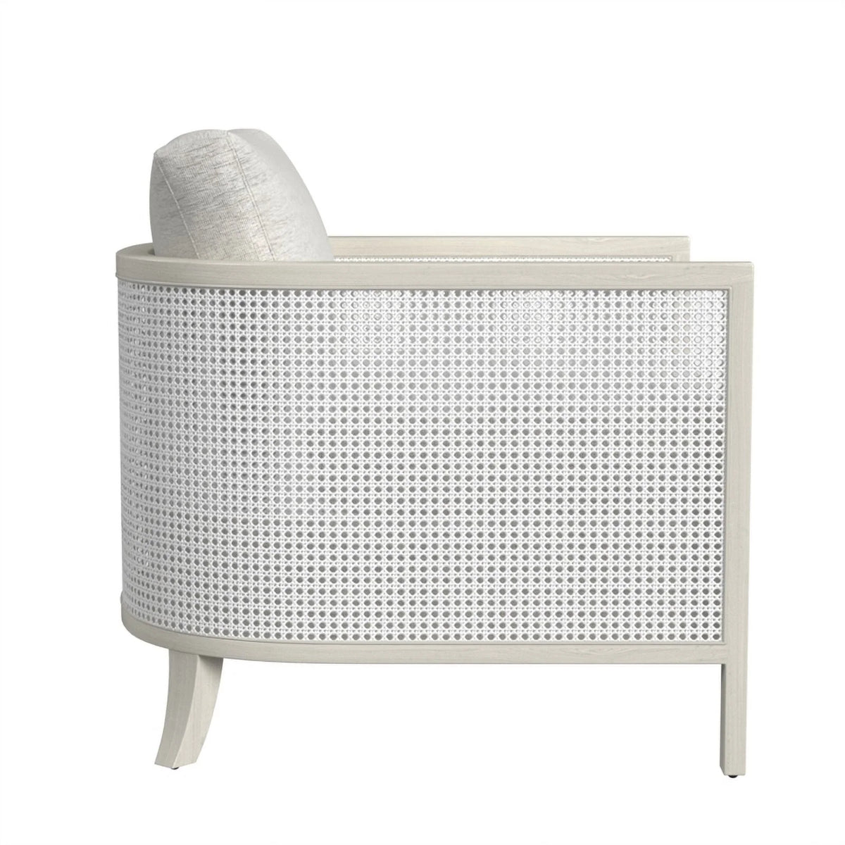 Hand Brushed White Wood and Fabric Accent Chair B1785